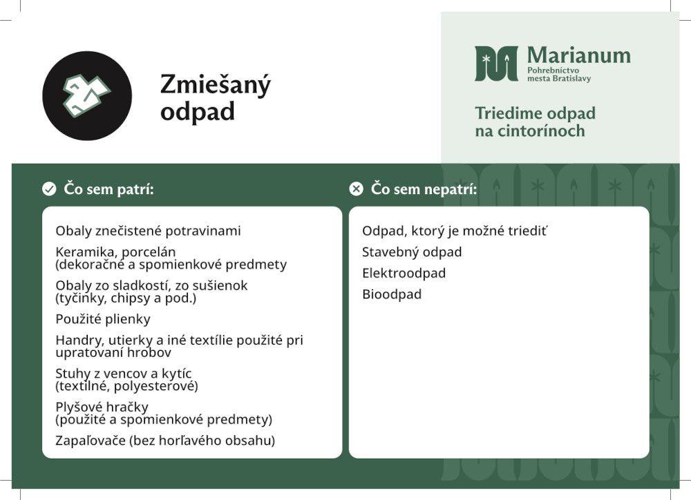 Ako správne triediť Zmiešaný odpad, informácia na kontajneroch